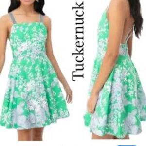 NWT Tuckernuck Green and White Floral Lila Flare Dress